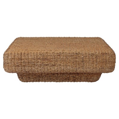 Keira Coastal Beach Bleached Woven Banana Leaf Square Coffee Table