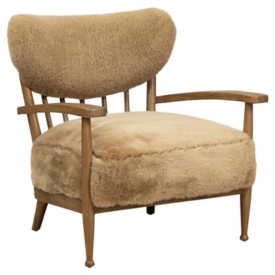 Marisol Updated Traditional Beige Shearling Wing Arm Chair
