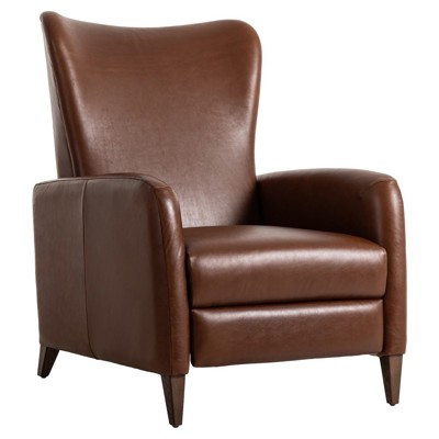 Neera Updated Traditional Brown Leather Wingback Recliner