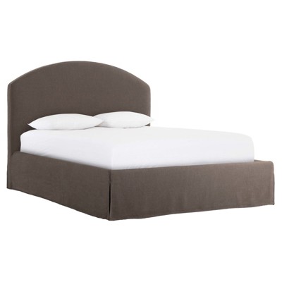 Oasley Updated Traditional Dark Brown Slipcovered Bed - Queen