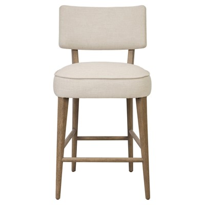 Andy Modern Classic Cream Performance Brown Wood Counter Stool