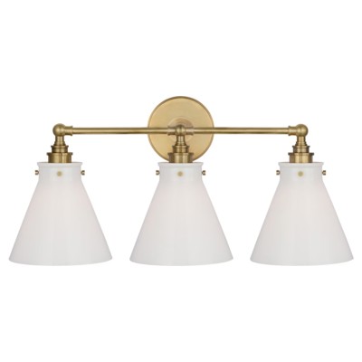 Visual Comfort Signature Collection CHD2529AB-WG Chapman & Myers Parkington LED 24 inch Antique-Burnished Brass Bath Bar Wall Light in White Glass