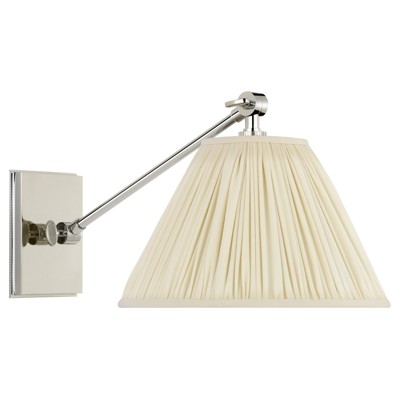 Visual Comfort Signature Collection MF2200PN-SP Marie Flanigan Wimberley LED 9 inch Polished Nickel Single Arm Sconce Wall Light in Silk Pleated
