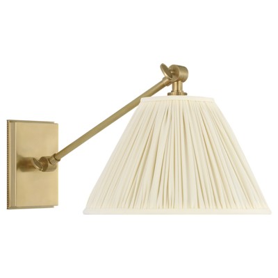 Visual Comfort Signature Collection MF2200SB-SP Marie Flanigan Wimberley LED 9 inch Soft Brass Single Arm Sconce Wall Light in Silk Pleated