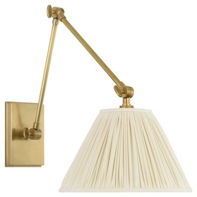 Visual Comfort Signature Collection MF2201SB-SP Marie Flanigan Wimberley LED 9 inch Soft Brass Double Arm Sconce Wall Light in Silk Pleated