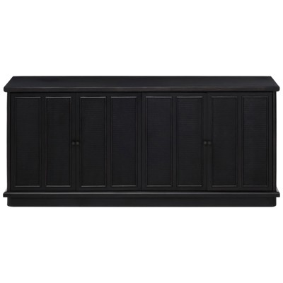 Arnaud Rustic Lodge Black Woven Cane Mango Wood Media Console - 72"