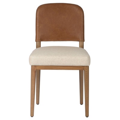 Ryver Modern Classic Brown Leather Beige Performance Dining Chair