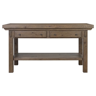 Tobiah Updated Traditional Brown Oak Rectangular Kitchen Island - 66"