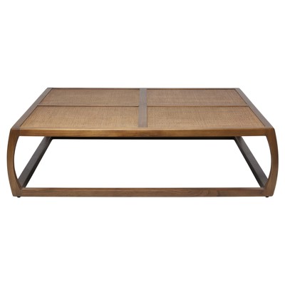Wandsworth Coastal Natural Woven Rattan Pecan Brown Oak Square Coffee Table