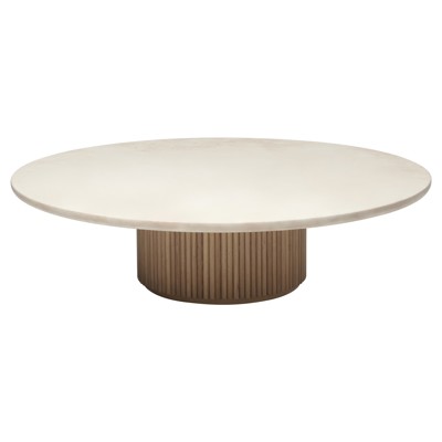 Laurel Modern Classic Honey Marble Light Brown Oak Round Coffee Table