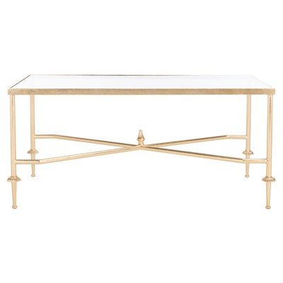 Penny Updated Traditional Gold Leaf Rectangular Coffee Table