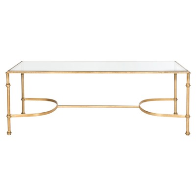 Laura Updated Traditional Gold Iron Rectangular Coffee Table