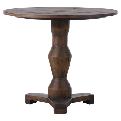 Rivi Rustic Lodge Brown Reclaimed Wood Round Pedestal End Table - 36"