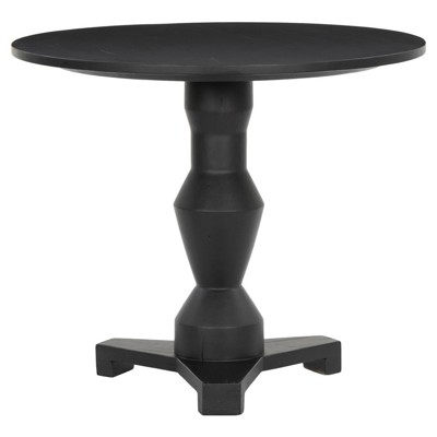 Rivi Rustic Lodge Black Reclaimed Wood Round Pedestal End Table - 36"