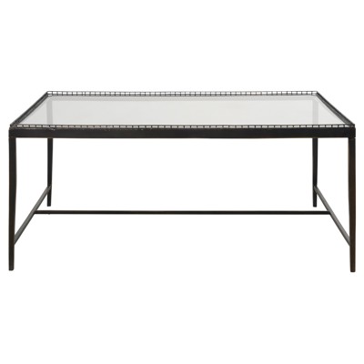 Century Logan Modern Classic Bronze Metal Square Coffee Table