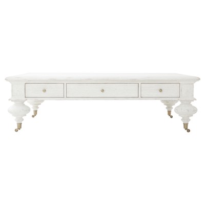 Century Grand Updated Traditional White Wash Oak Rectangular Storage Coffee Table