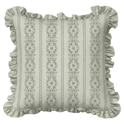 Elsie Moss Green Ruffled Throw Pillow - 22x22