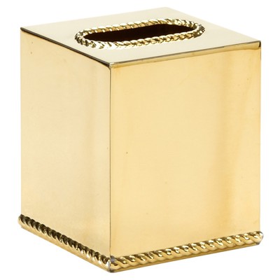 Sherlee Modern Classic Gold Braided Brass Tissue Box