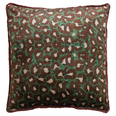Darrow Modern Classic Green Printed Velvet Leopard Throw Pillow - 20x20