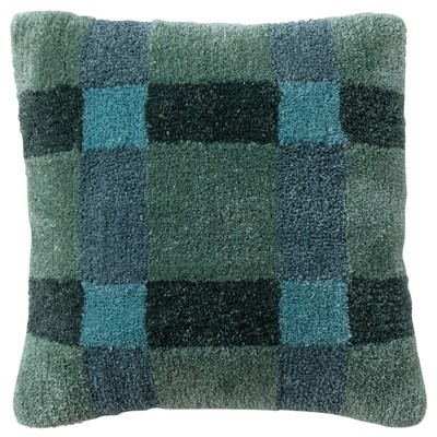 Denholm Modern Classic Blue Grid Indoor Outdoor Throw Pillow - 20x20