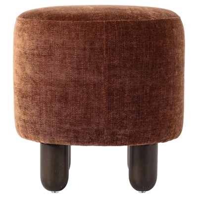 Zena Modern Classic Rust Velvet Round Ottoman