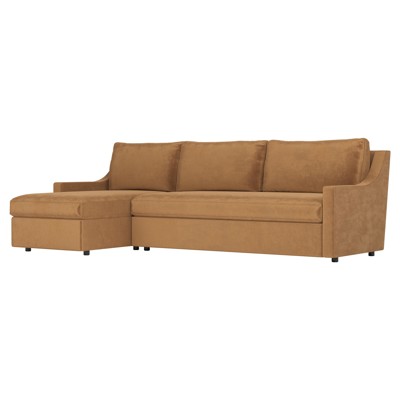 Maude Gingerbread Performance Velvet Sleeper Chaise Sectional - Left Chaise - 113”