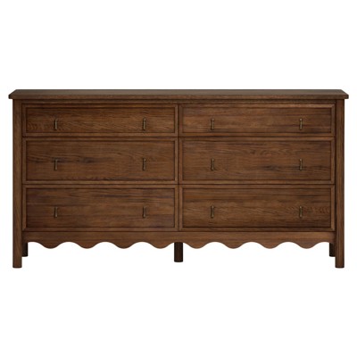 brown scalloped dresser Maeva Updated Traditional Oak Wood Double Size:US Size 14 Modest Dresses ply construction Lady Black Tie -