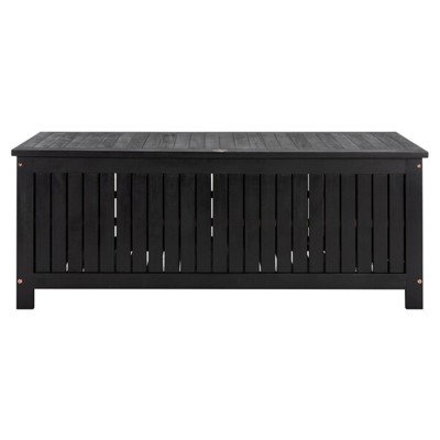 Aubrey Modern Classic Black Wood Outdoor Storage Cushion Box