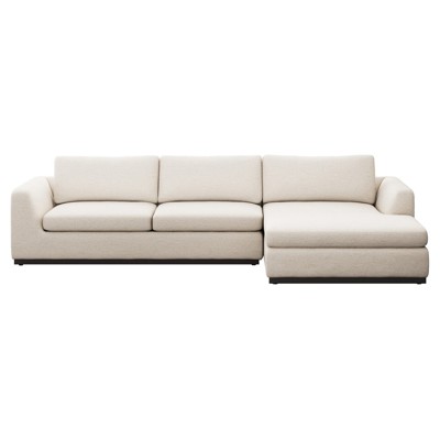 Stanley Modern Classic Cream Crypton Chaise Sectional - Right Chaise - 129"
