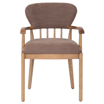 Marzio Updated Traditional Brown Wood Spindle Dining Arm Chair
