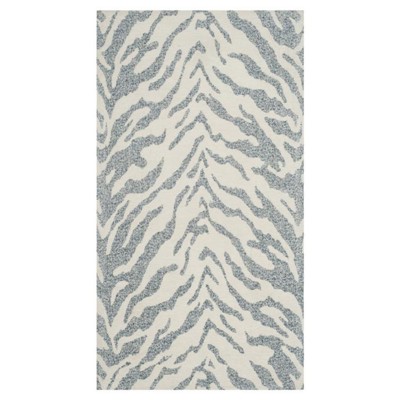 Joysie Modern Classic Light Blue Zebra Patterned Rug - 2'3"x4'