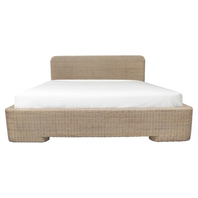 Claudine Coastal Beach Natural Woven Rattan Mango Wood Bed - King