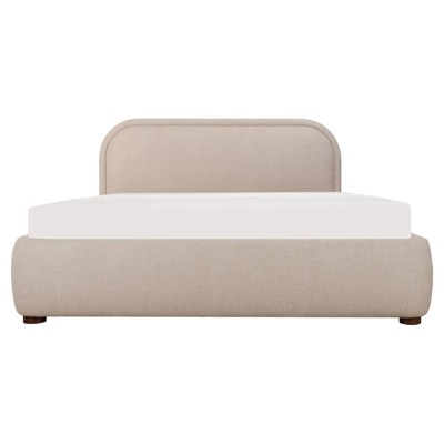 Cliff Modern Classic Light Brown Boucle Performance Curved Storage Bed - Queen