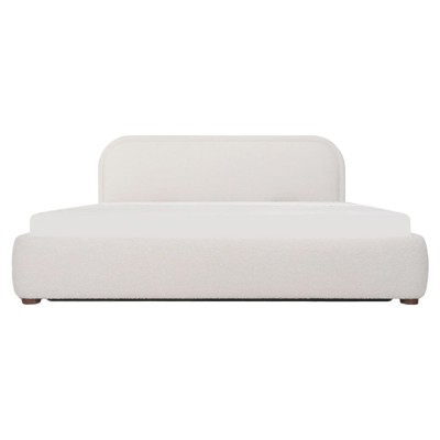 Cliff Modern Classic Beige Boucle Performance Curved Storage Bed - Queen