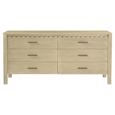 Bella Modern Classic Natural Mango Wood Scalloped Double Dresser