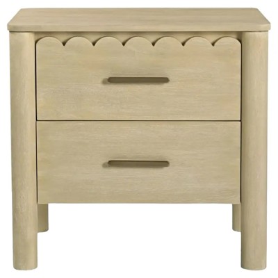 Bella Modern Classic Natural Mango Wood Scalloped Nightstand