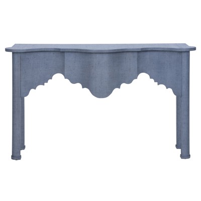 Azure Coastal Beach Blue Raffia Rectangular Console Table