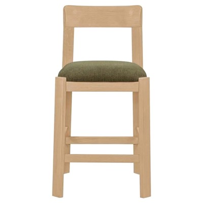 Laurent Modern Classic Dark Green Seat Natural Oak Counter Stool