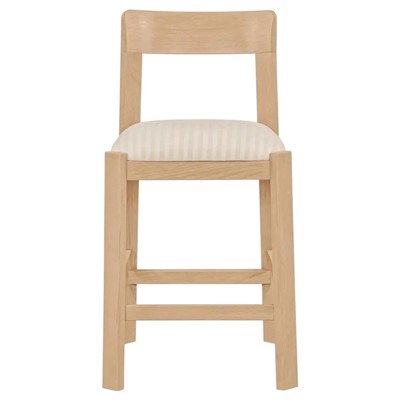 Laurent Modern Classic Cream Striped Natural Oak Counter Stool