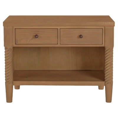 Jovi Updated Traditional Natural Wood Wide Nightstand