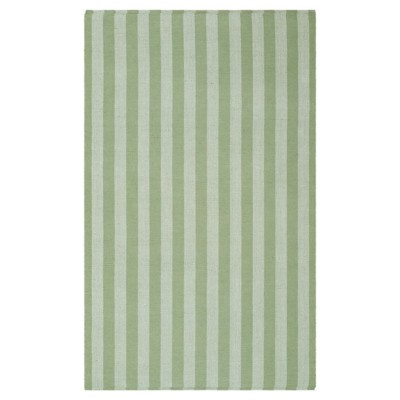 Maiya Coastal Beach Light Green Striped Performance Indoor Outdoor Rug - 9'x12'