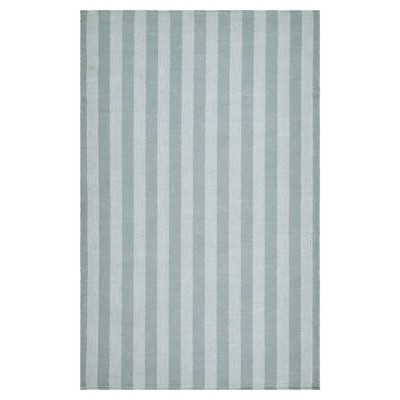 Maiya Coastal Beach Light Blue Striped Performance Indoor Outdoor Rug - 8'x10'