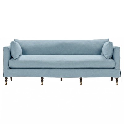 Madeline Eggshell Blue Performance Skirted Sofa - 90"