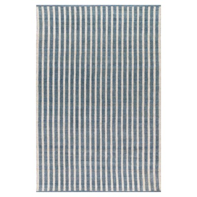Maika Coastal Beach Blue Striped Patterned Performance Indoor Outdoor Rug - 2'x3'