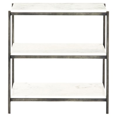 Kian Modern Classic White Marble Grey Iron Nightstand