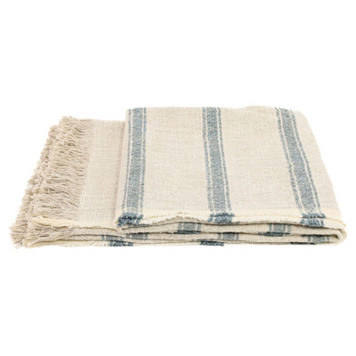 Sorel Coastal Beach Light Blue Striped Woven Throw Blanket