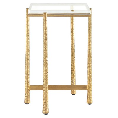 Genesis Modern Classic Gold Leaf Metal Textured Side Table