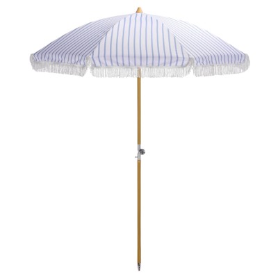 Alba Modern Classic Light Blue Striped Round Beach Umbrella