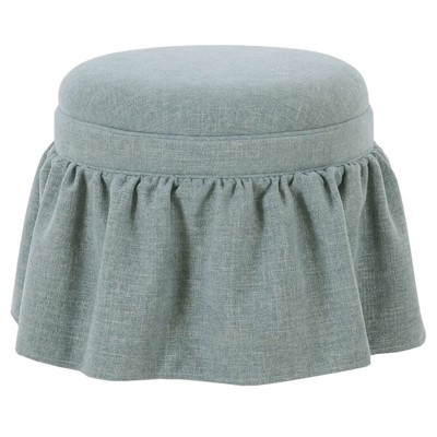Chester Updated Traditional Light Blue Round Storage Ottoman