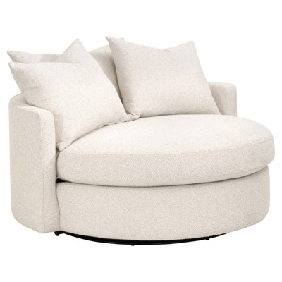 Stitch and Hand Upholstery Gellar Linen Performance Fabric Upholstered Swivel Lourne Grand Sofa Chair with Pillows
